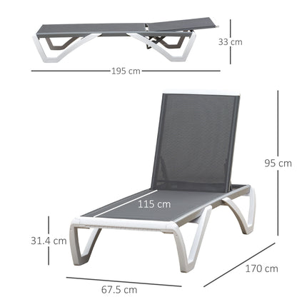 Outsunny Portable Outdoor Chaise Lounge Sun Lounger with Adjustable Back