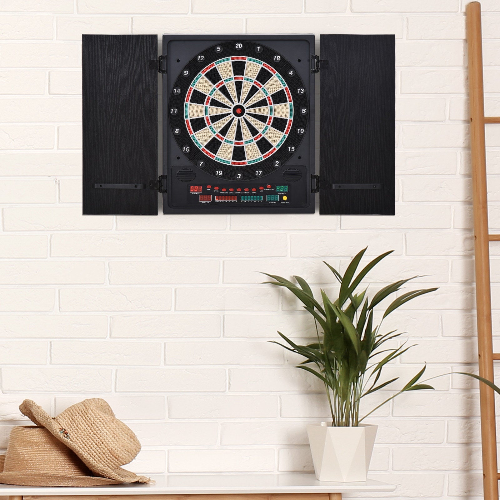 Homcom Medium-density fibreboard LED Electronic Dartboard w/ 12 Darts