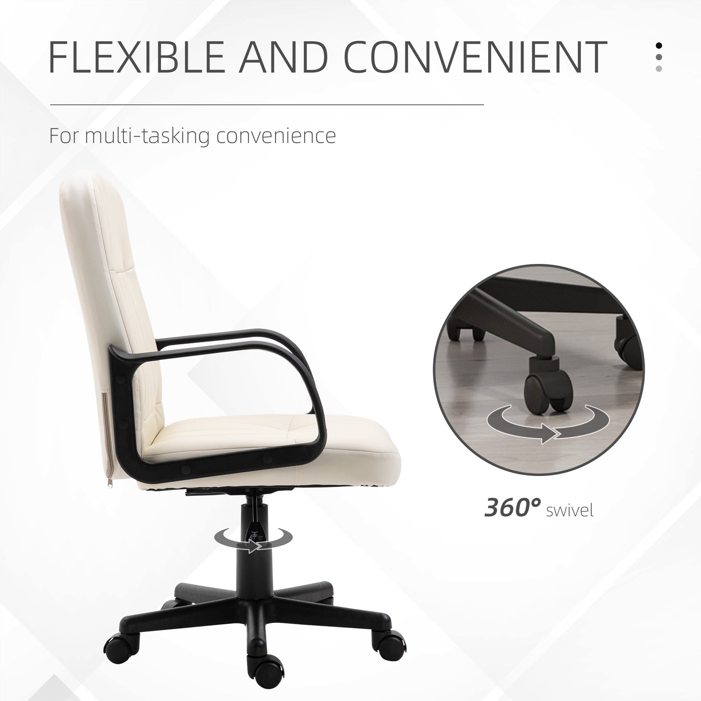 Homcom PU Leather Swivel Home Office Chair Cream