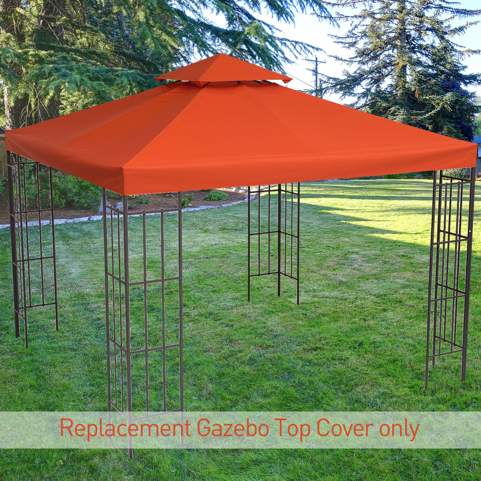 Outsunny Gazebo Replacement Canopy 3x3 m-Rusty Red