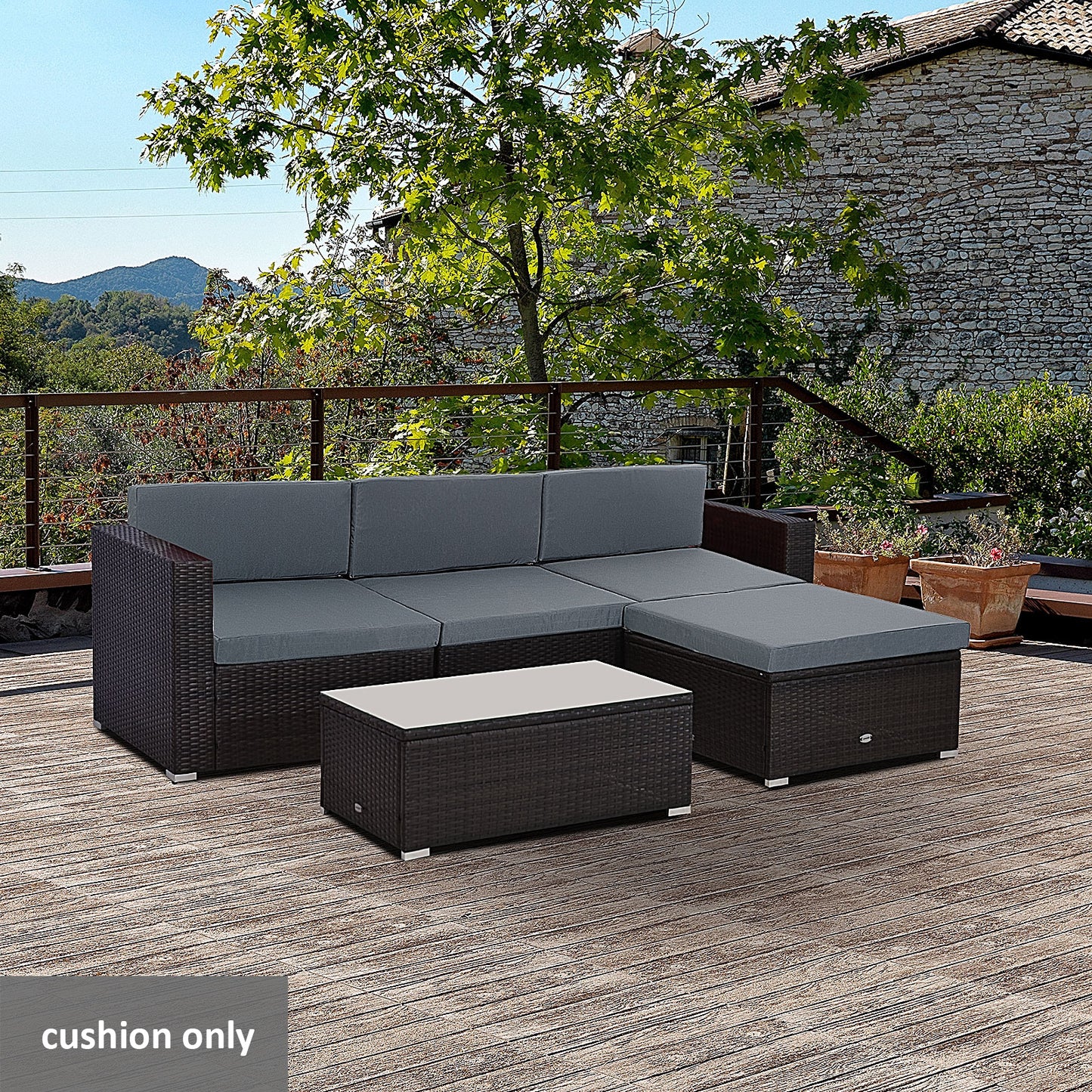 Outsunny Outdoor Cushion Pad Set for Rattan Furniture