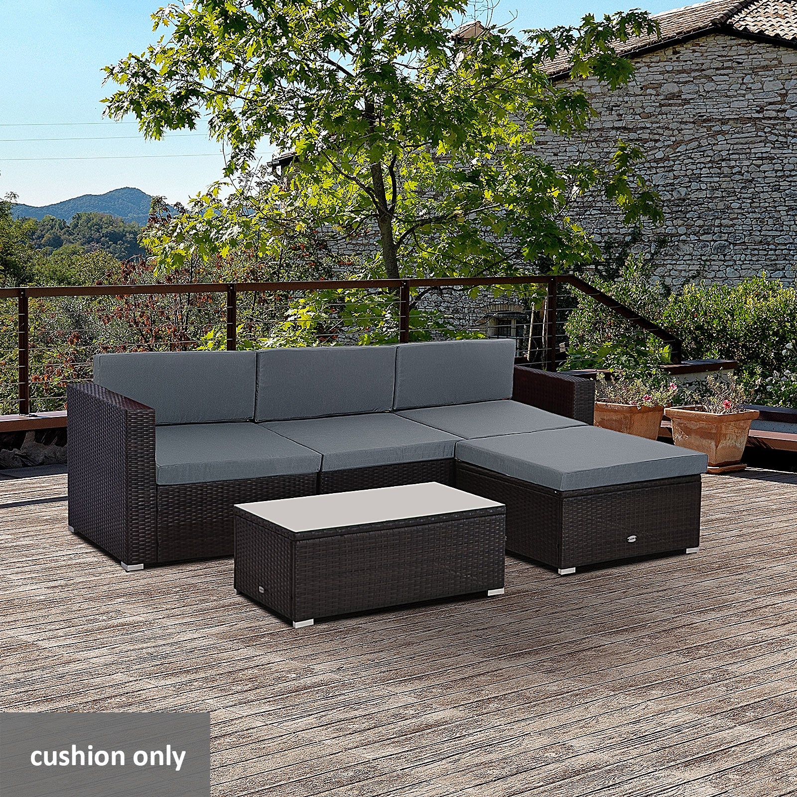 Outsunny Outdoor Cushion Pad Set for Rattan Furniture