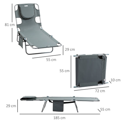 Outsunny Foldable Sun Lounger with Reading Hole