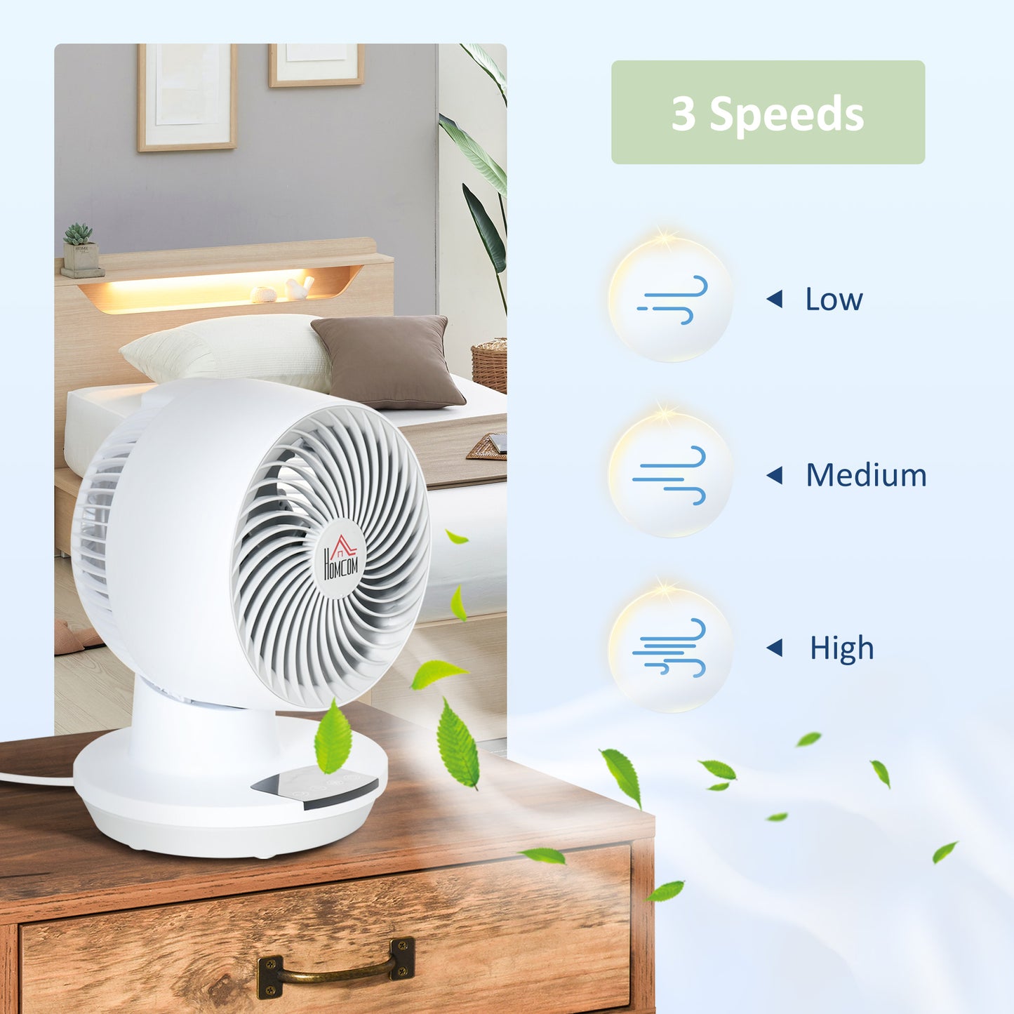 Homcom 28cm Electric Table Desk Fan with 3 Speed