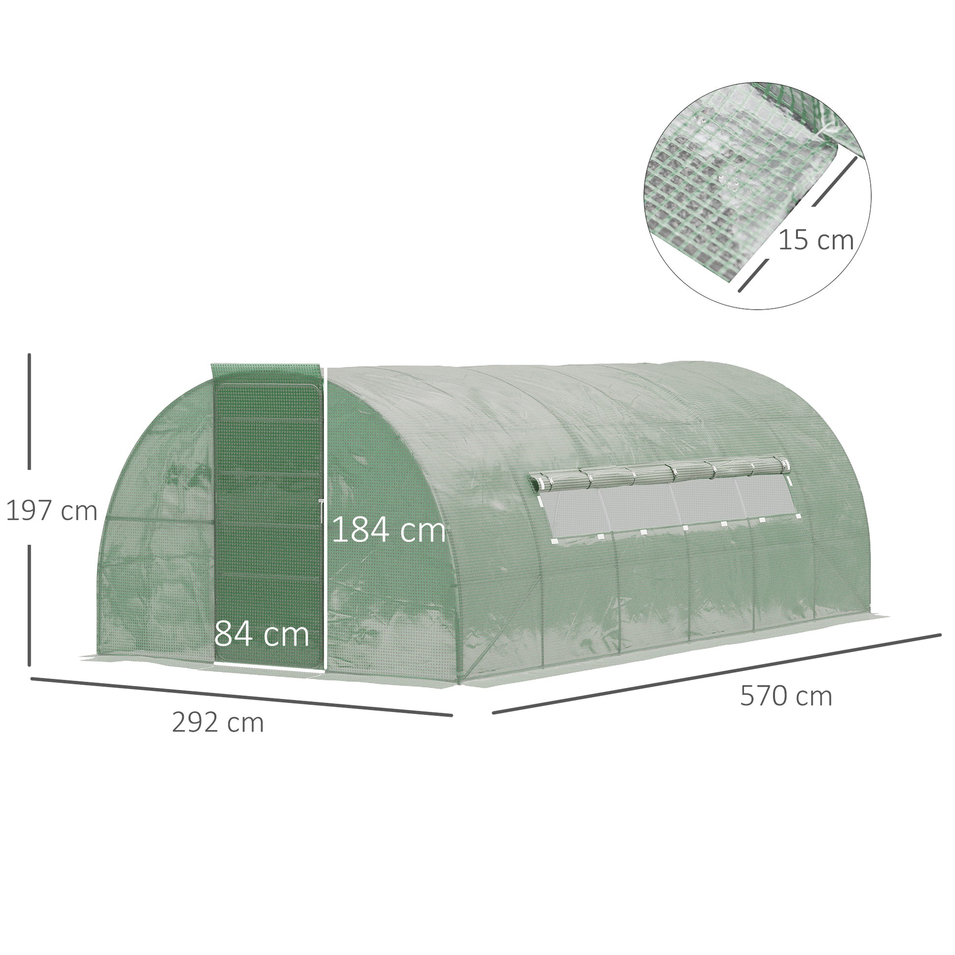 Outsunny Reinforced Walk-In Polytunnel Greenhouse with Metal Hinged Door