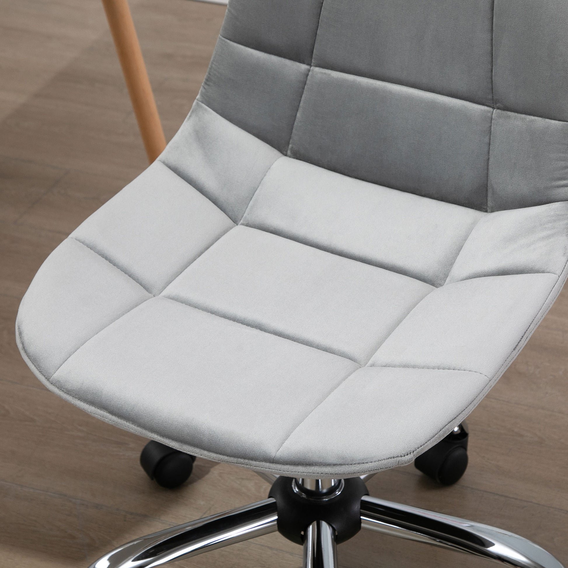 Vinsetto Ergonomic Office Chair Velvet Computer Home Study Chair Armless With Wheels Grey