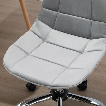 Vinsetto Ergonomic Office Chair Velvet Computer Home Study Chair Armless With Wheels Grey