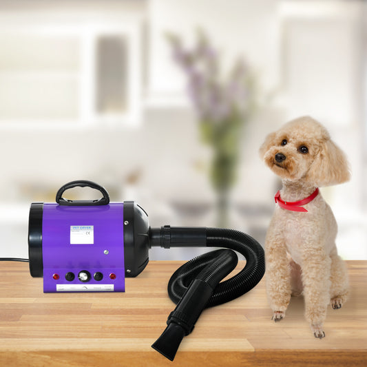 Pawhut 2800W Dog Pet Grooming Hairdryer Heater With Three Nozzles - Purple