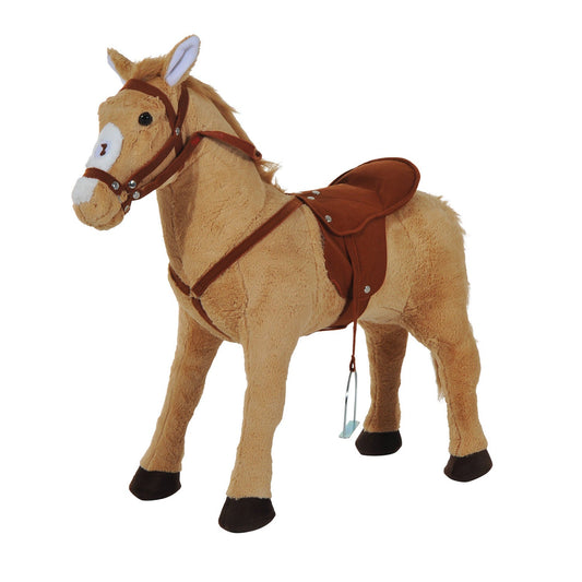 Childrens Plush Rocking Pony W/Sound-Beige-0