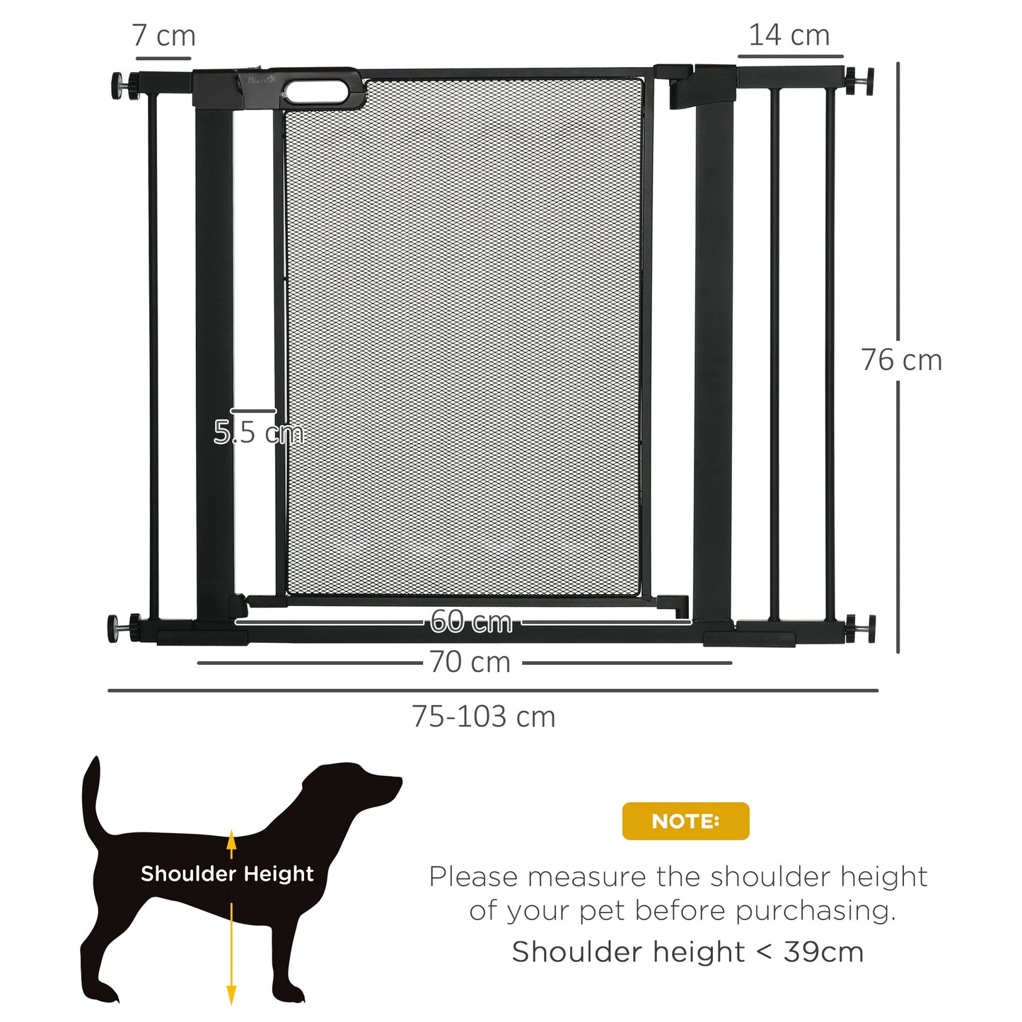 PawHut Pressure Fit Safety Gate for Doors and Stairs