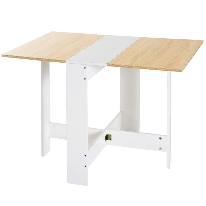 Homcom Particle Board Wooden Folding Dining Table Writing Computer Desk Pc Workstation Space Saving Home Office Oak & White