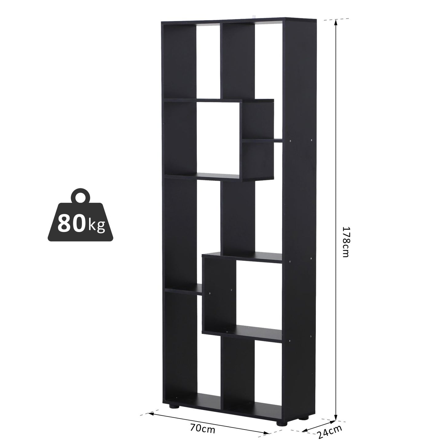 Homcom Eight-Section Tall Shelving Unit - Black