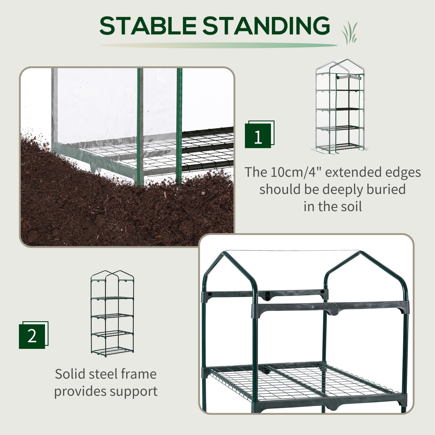 Outsunny 4 Tiers Mini Portable Greenhouse Plant Grow Shed Metal Frame Transparent Clear Cover 160H X 70L X 50W cm