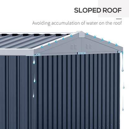 Galvanised 14 x 9' Double Door Reverse Apex Garden Shed Lockable Steel Grey by Steadfast