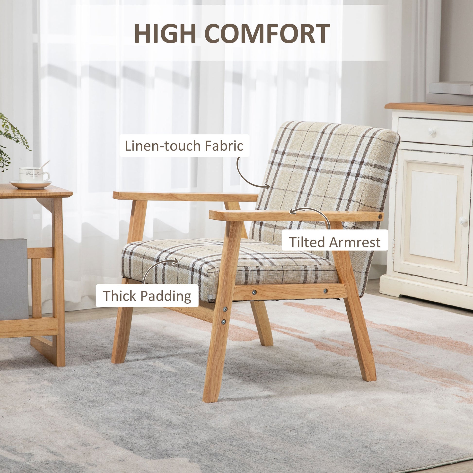 Homcom Modern Accent Chairs with Cushioned Seat