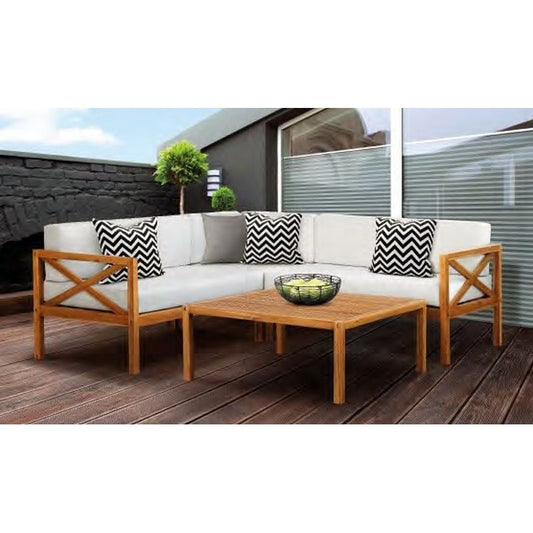 Kemberton Garden Corner Sofa by Greenhurst - 4 Seats White Cushions