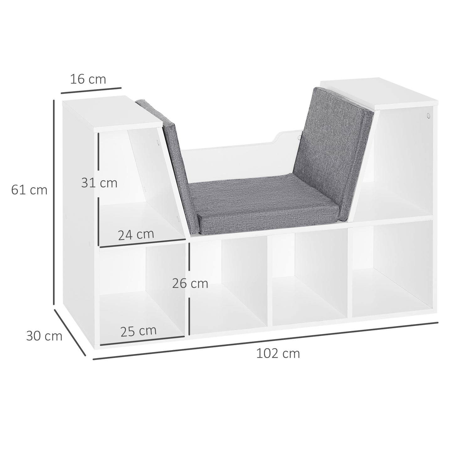 Homcom Six-Compartment Bookcase