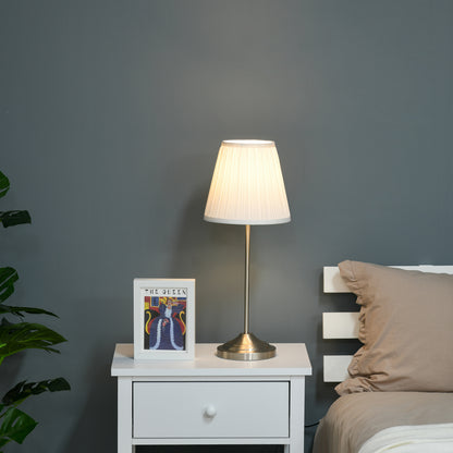 Homcom Modern Table Lamp with Pleated Fabric Lampshade and Metal Base