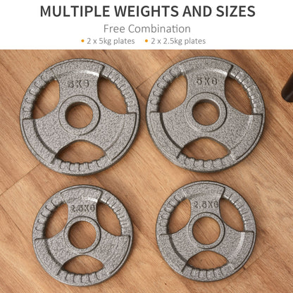 Homcom Set of 4 Cast Iron 2" Olympic Weight Plates Barbell Weight 2 x 5kg