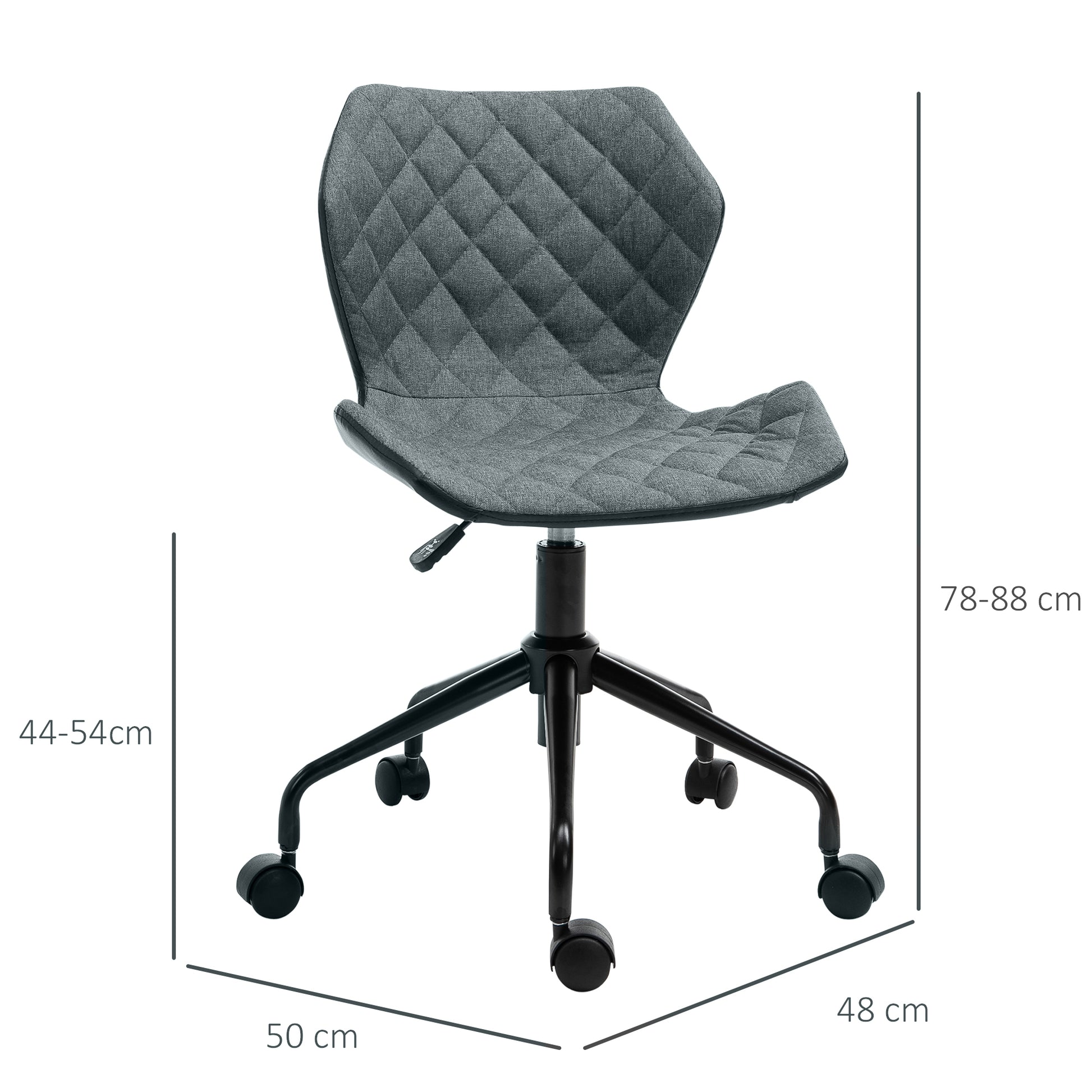 Homcom Home Office Swivel Computer Desk Chair With Nylon Wheels Adjustable Height Linen Grey