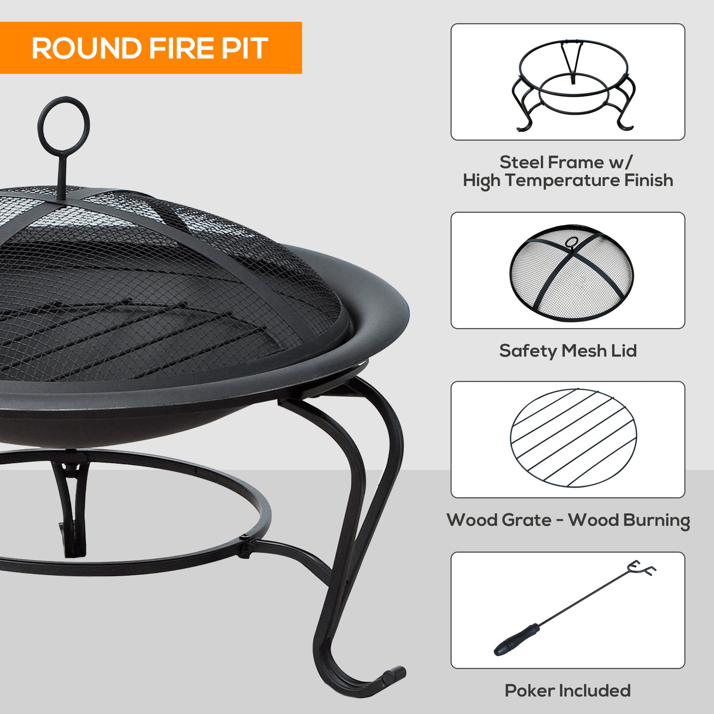 Outsunny Steel Fire Pit