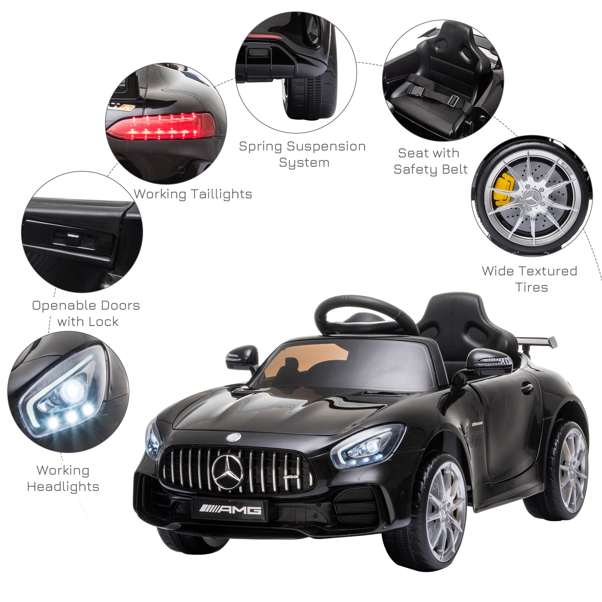 Homcom Benz GTR 12V Kids Electric Car Ride On Toy w/ Remote Control MP3