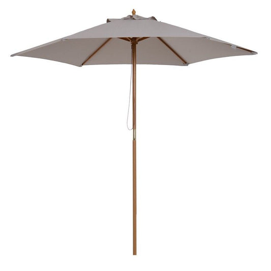 Outsunny 2.5M Wood Garden Parasol Sun Shade Patio Outdoor Wooden Umbrella Canopy Grey