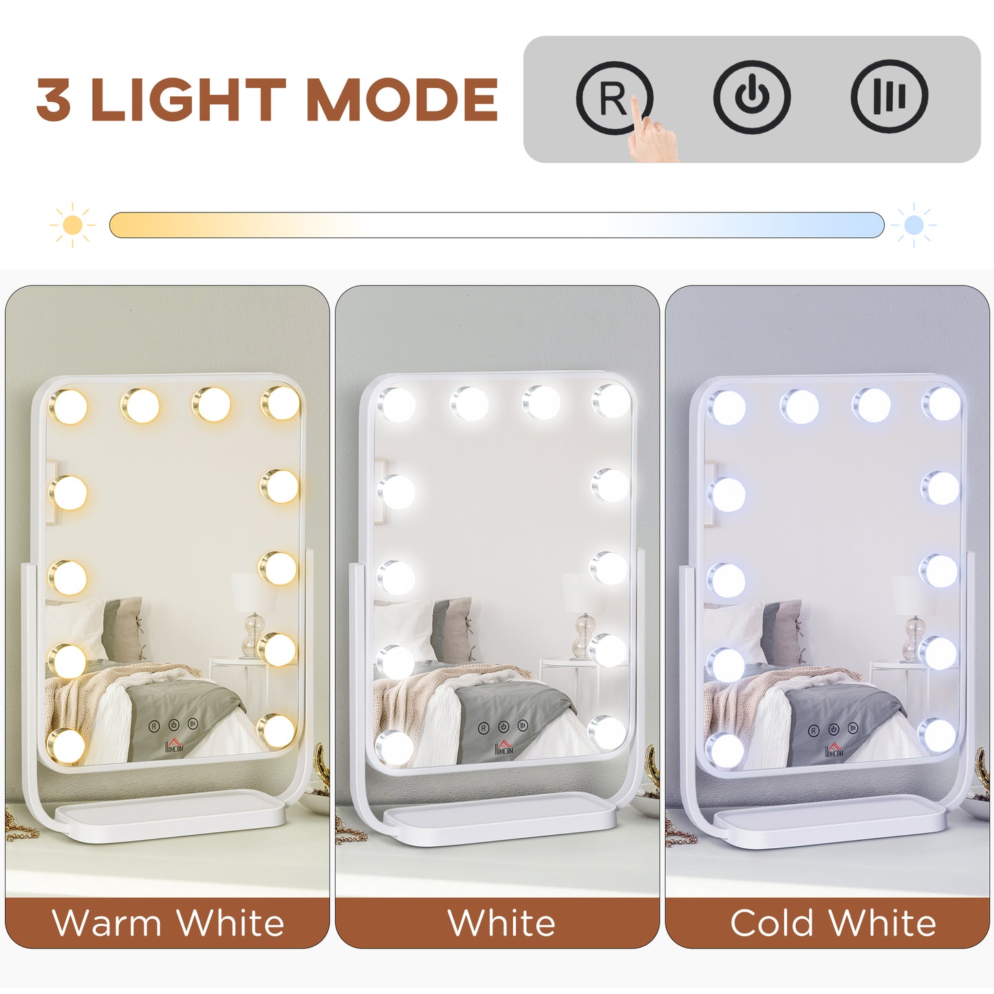 Homcom Hollywood Makeup Mirror with LED Lights