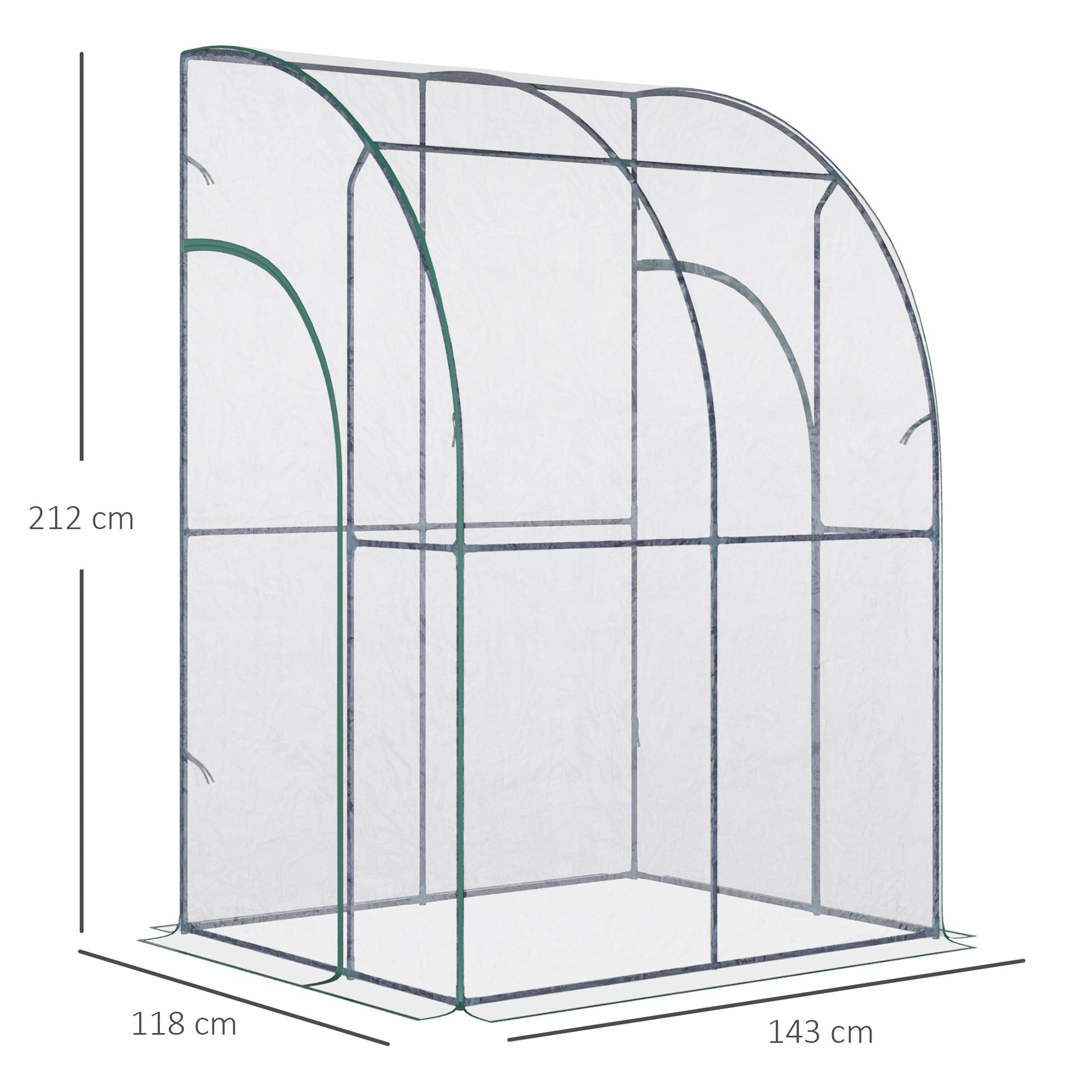 Outsunny Outdoor Walk-In Lean to Wall Tunnel Greenhouse w/ Zippered Roll Up Door PVC Cover