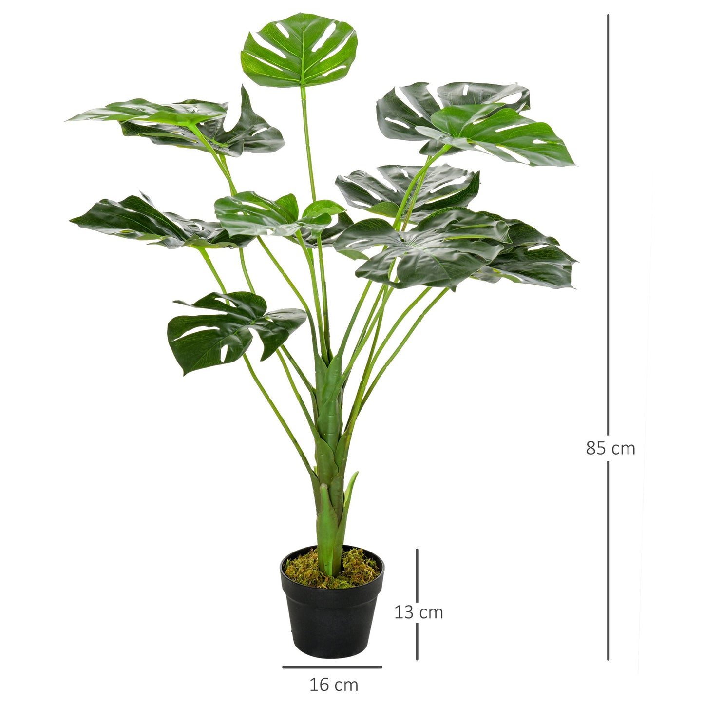 Homcom Decorative Artificial Monstera Plants in Pot Fake Plants for Home Indoor Outdoor Decor