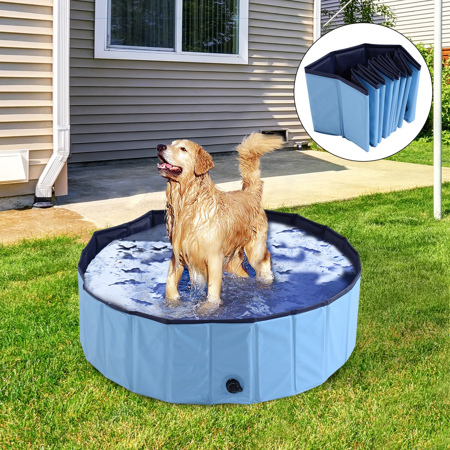 Pawhut Diameter 100X30H cm Pet Swimming Pool-Blue