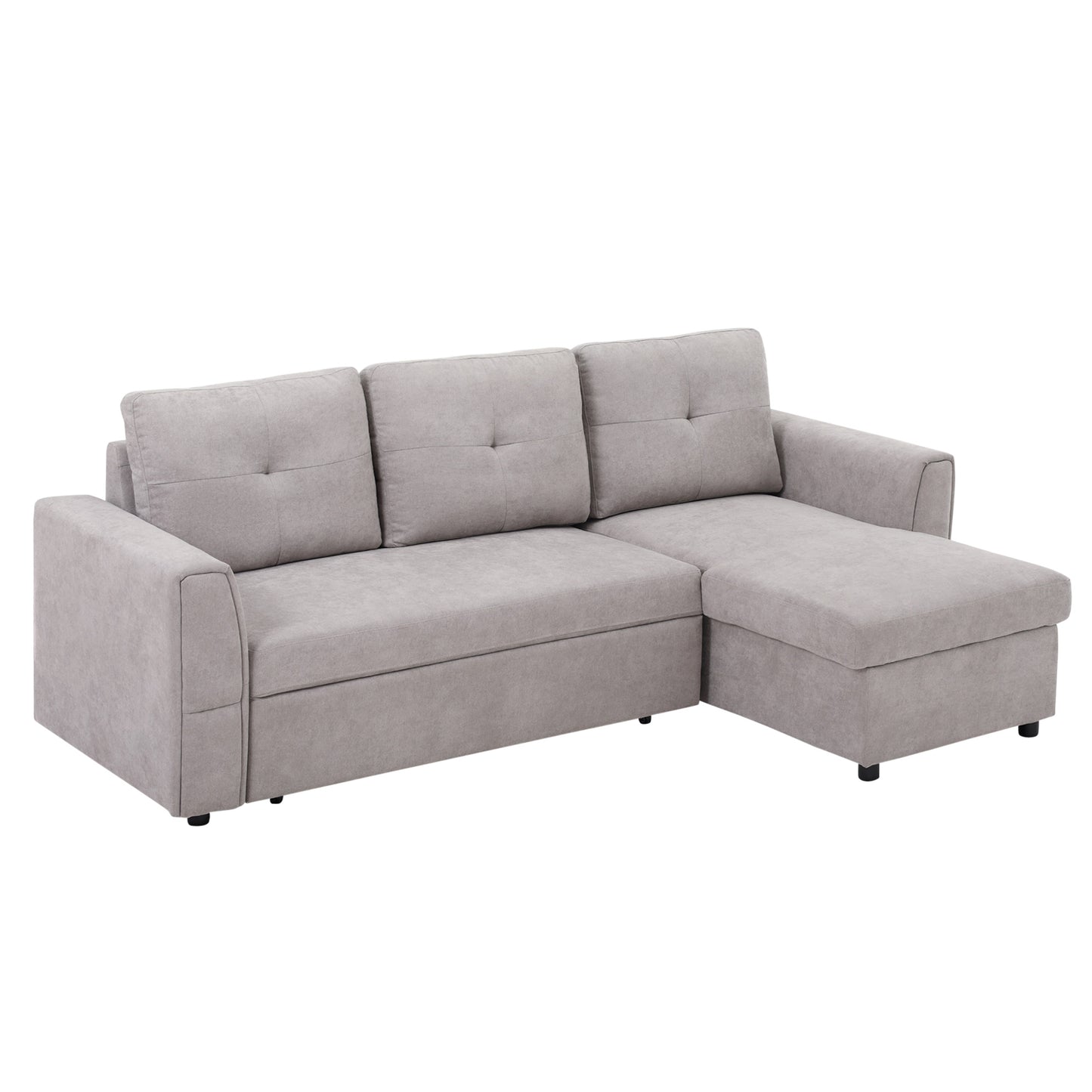 Homcom Linen-Look 'L' Storage Sofa Bed - Light Grey