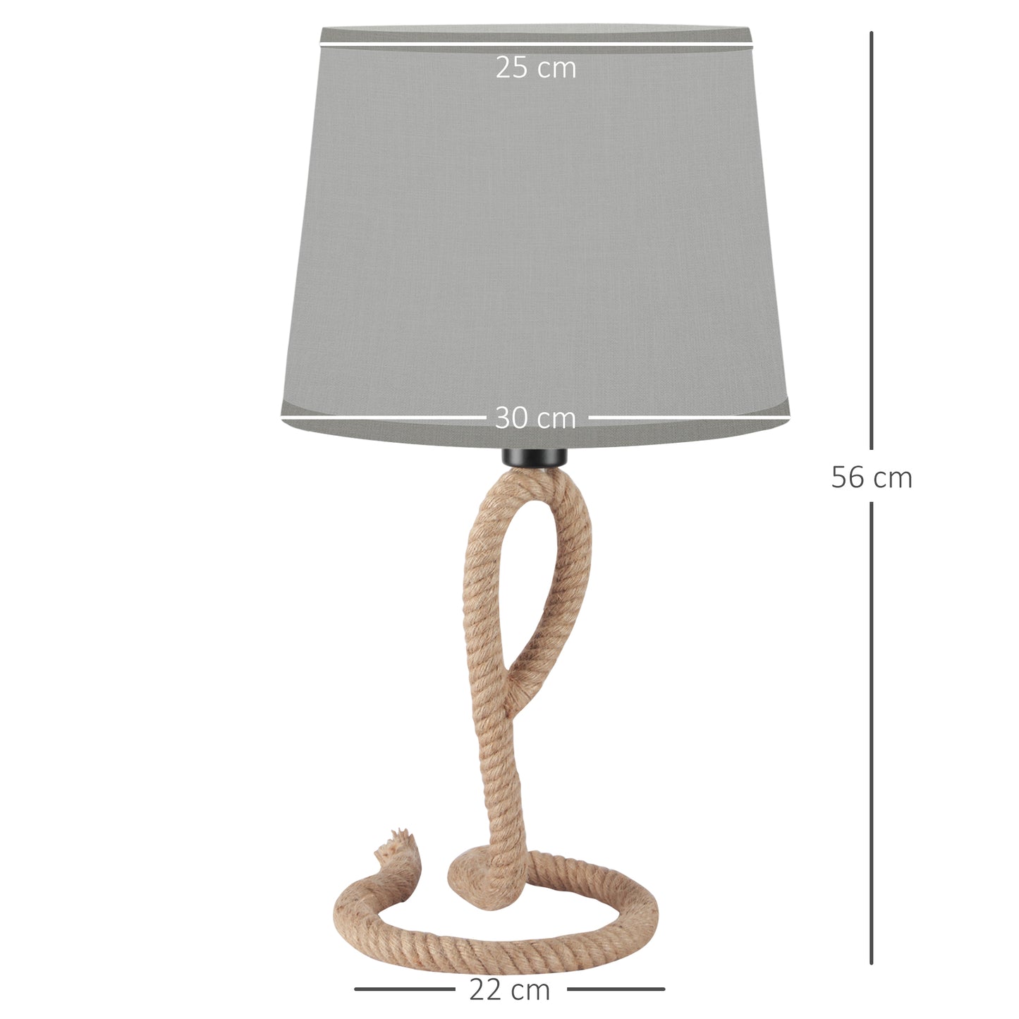 Homcom Nautical Table Lamp with Rope Base for E27 LED Halogen Bulb