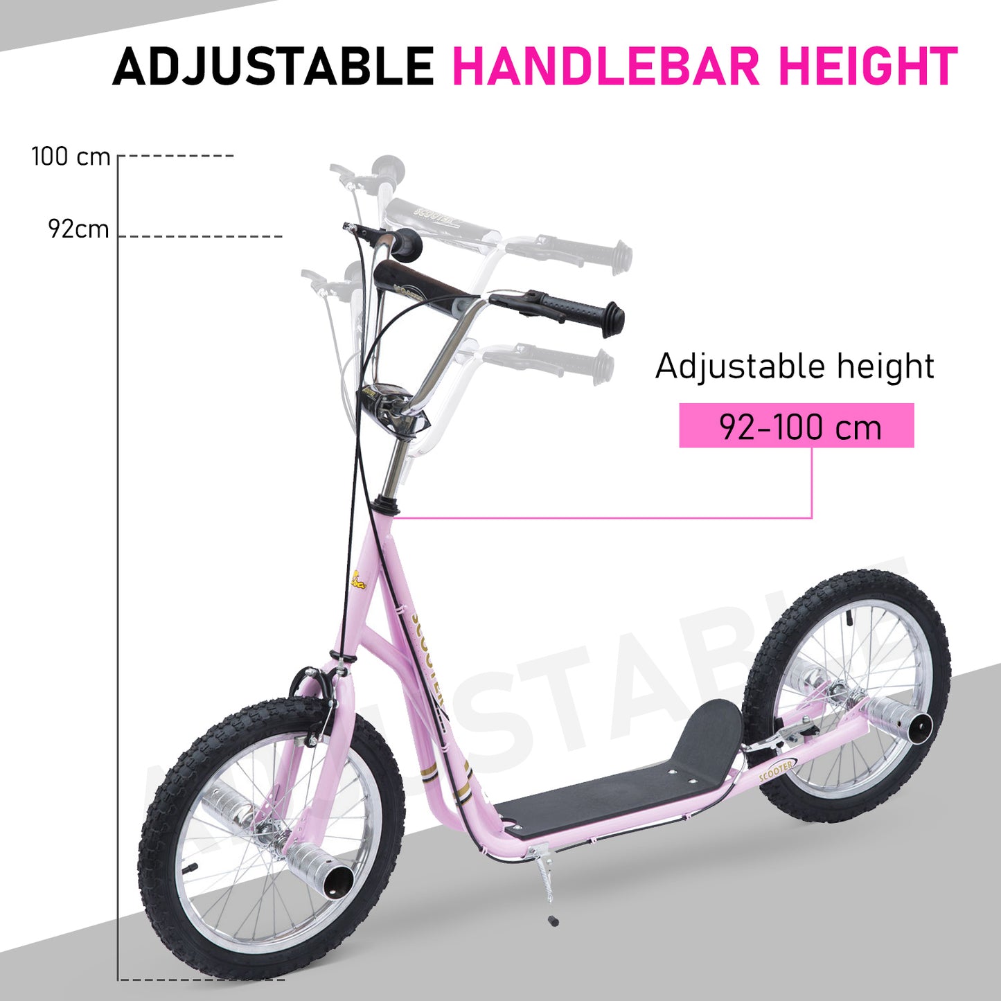 Homcom Youth Scooter Adult Teen Push Scooter Kids Children Stunt Scooter Bike Bicycle Ride On 16" Pneumatic Tyres