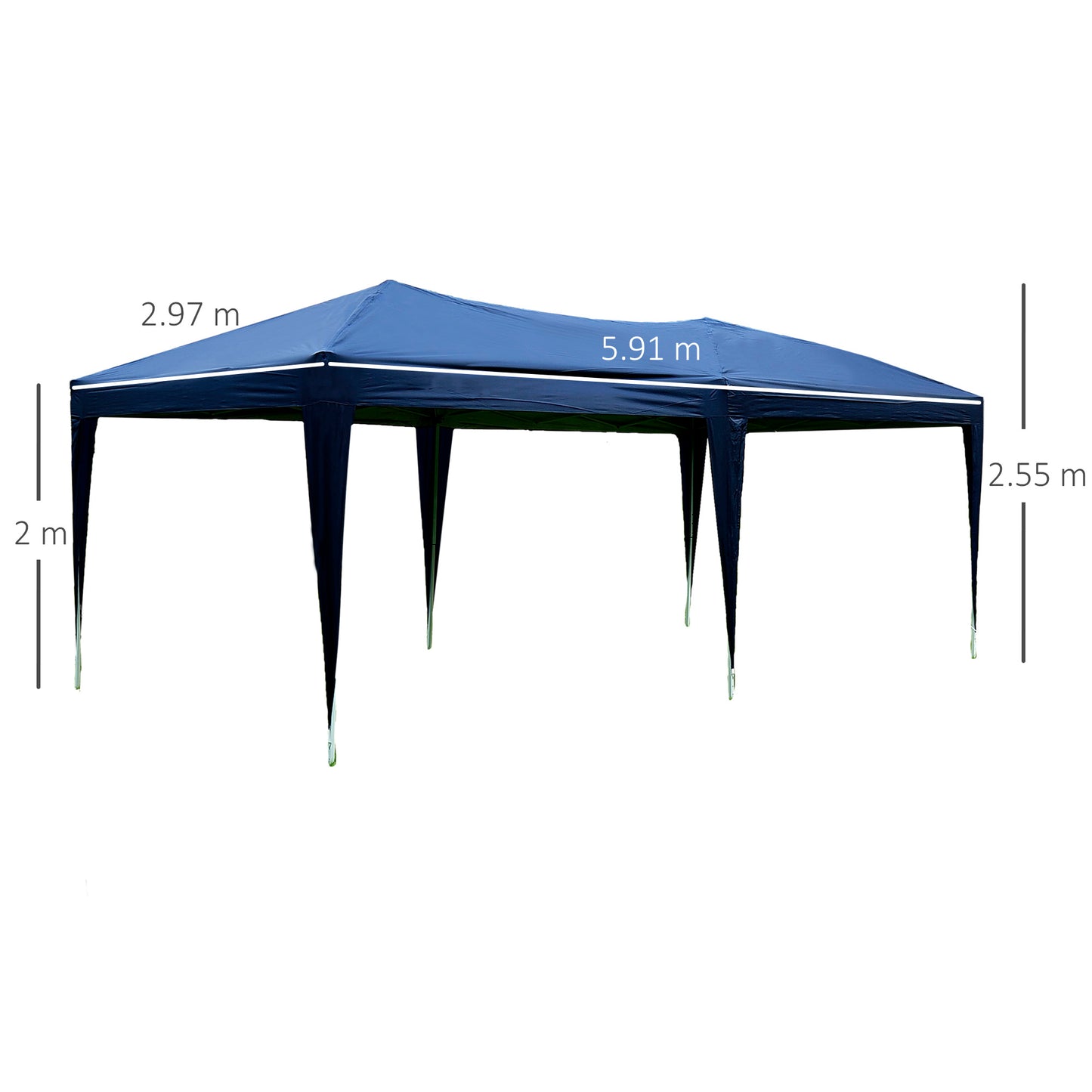 Outsunny 3 X 6M Garden Pop Up Gazebo Height Adjustable Marquee Party Tent Wedding Water Resistant Awning Canopy With Free Storage Bag Blue