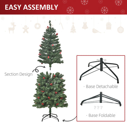 Homcom 5FT Prelit Artificial Pencil Christmas Tree with Warm White LED Light