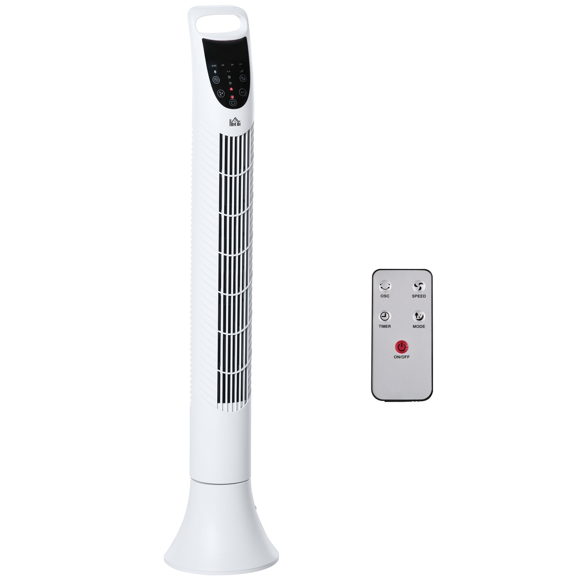 Oscillating Three Speed Tower Fan With Timer & Remote Control White by Homcom