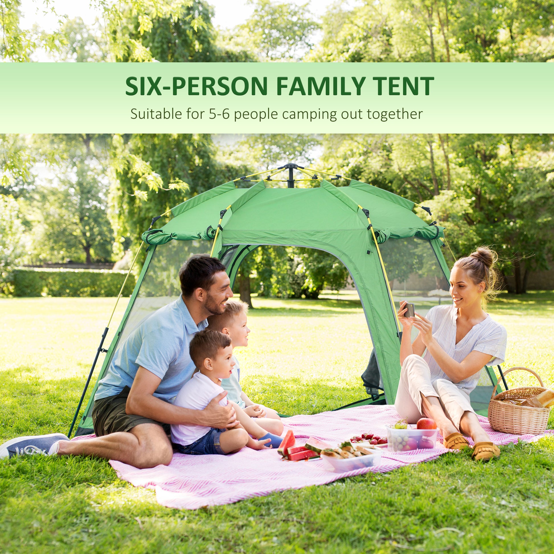 Outsunny 6 Person Pop Up Camping Tent