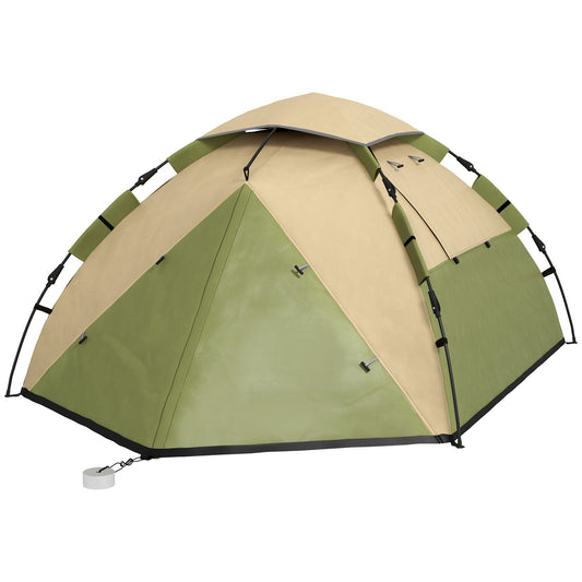 Two-Man One Room Camping Tent, with Accessories - Dark Green-0