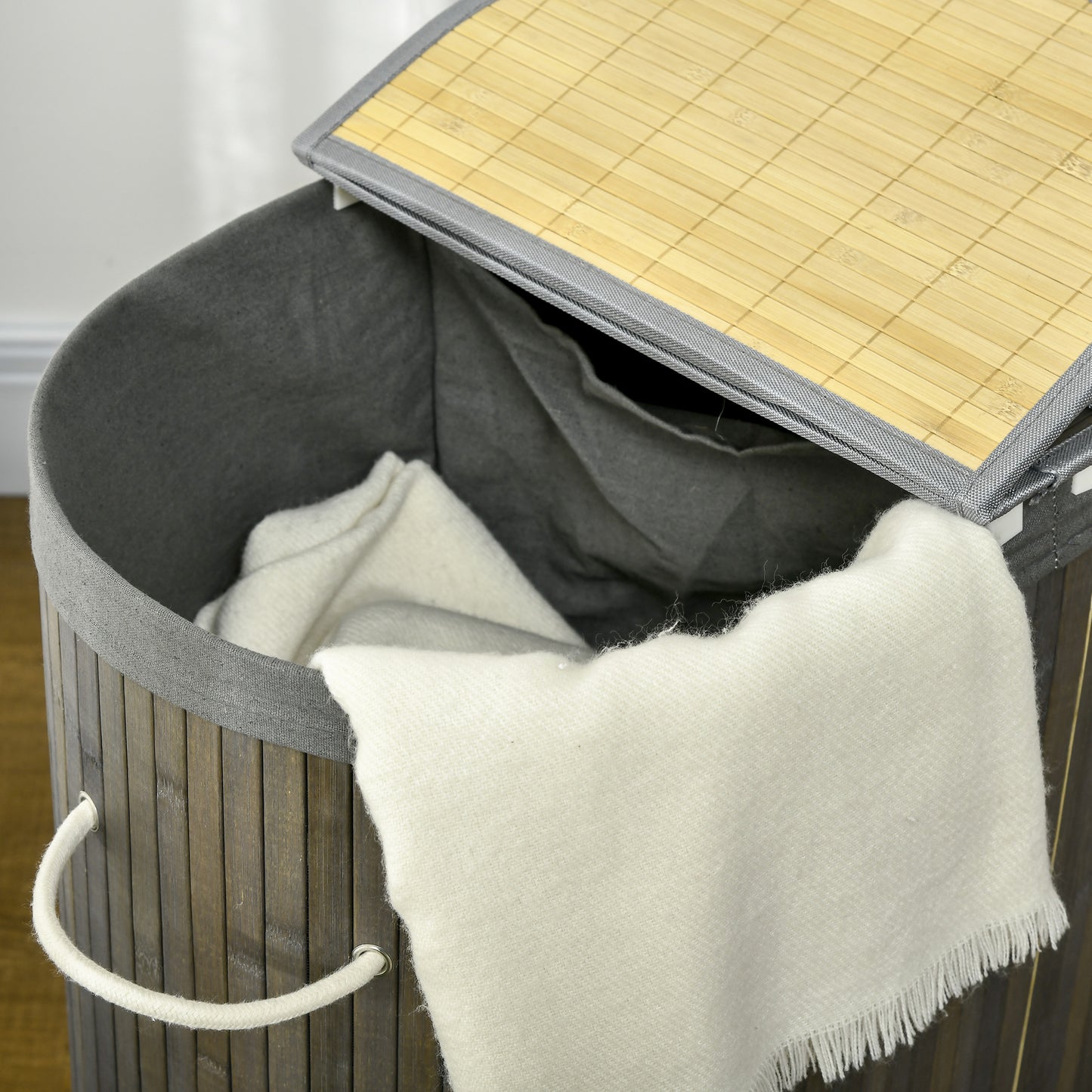 Homcom Bamboo Laundry Basket With Lid