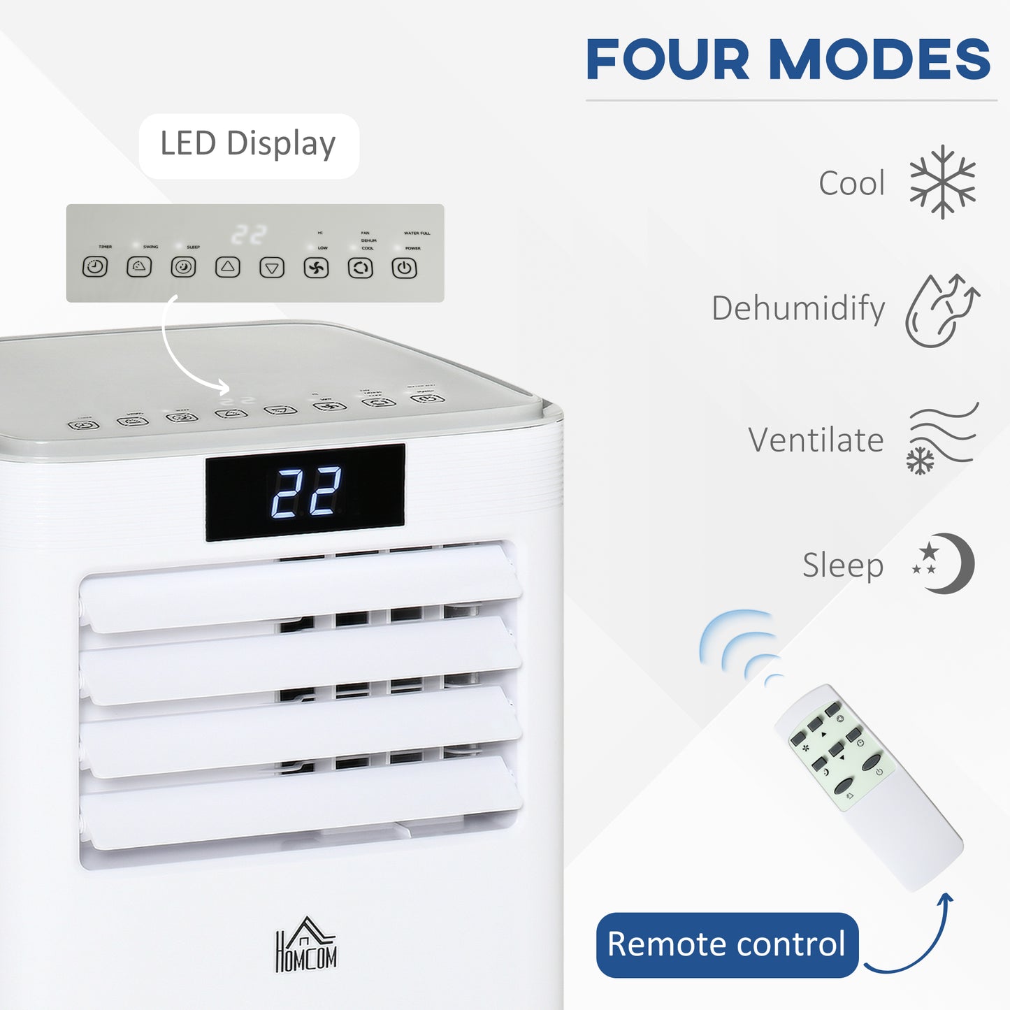 A Rated 10,000 BTU 4-In-1 Portable Dehumindifier With Remote & 24 Hour Timer by Homcom