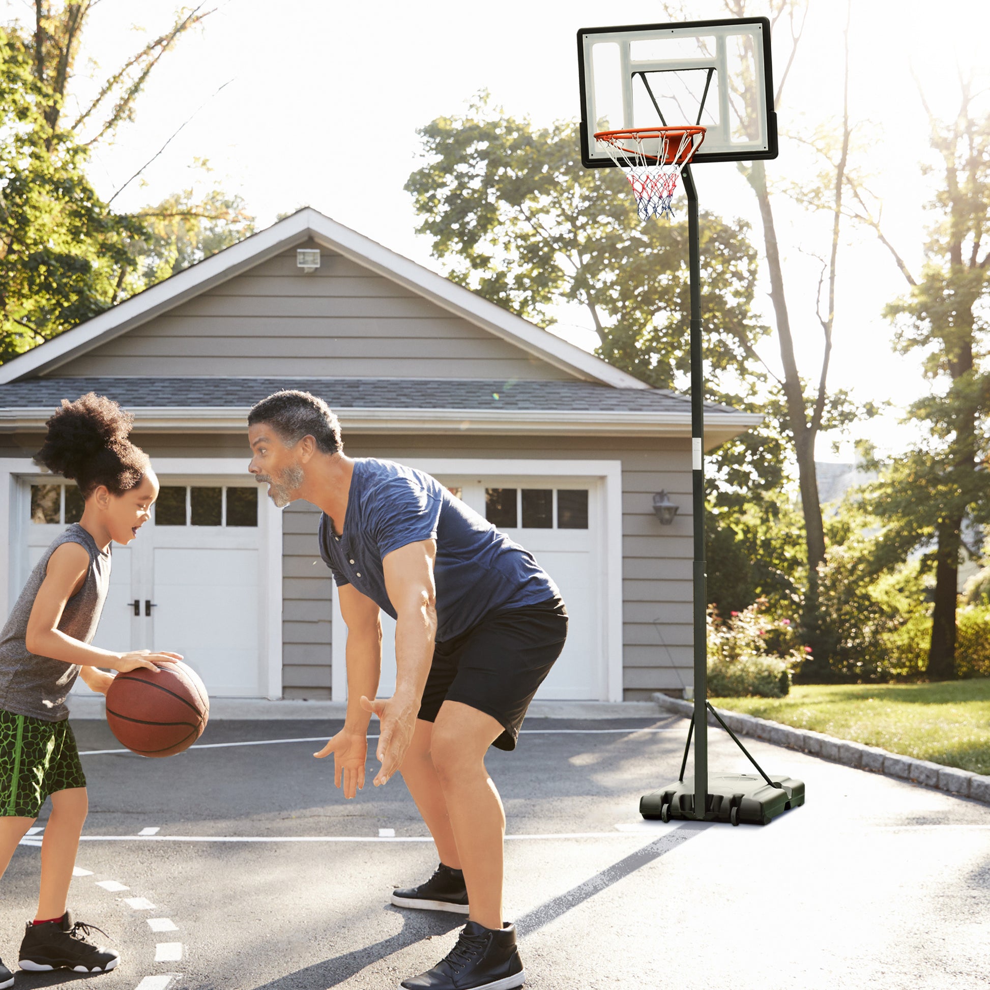 Homcom Steel Basketball Stand Height Adjustable Hoop Backboard Black