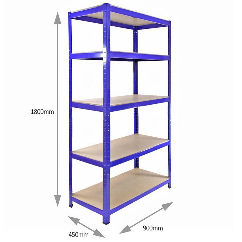 Steel & MDF Shelving Units 180cm - Blue Set Of Five T-Rax 90cm Corner by Raven