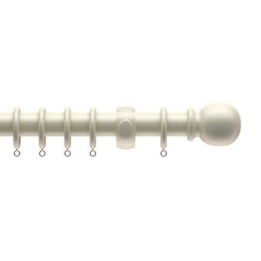 Victory 120cm Curtain Pole Wood White - 28mm Diameter