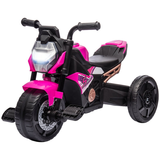 Motorcycle Design 3 in 1 Toddler Trike, Sliding Car, Balance Bike with Headlight, Music, Horn, Pink-0