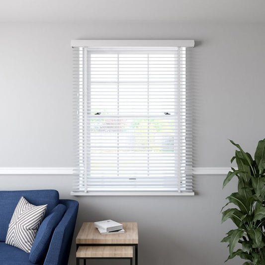 Venetian Blind 50mm Slat Faux Wood White - 45cm Width