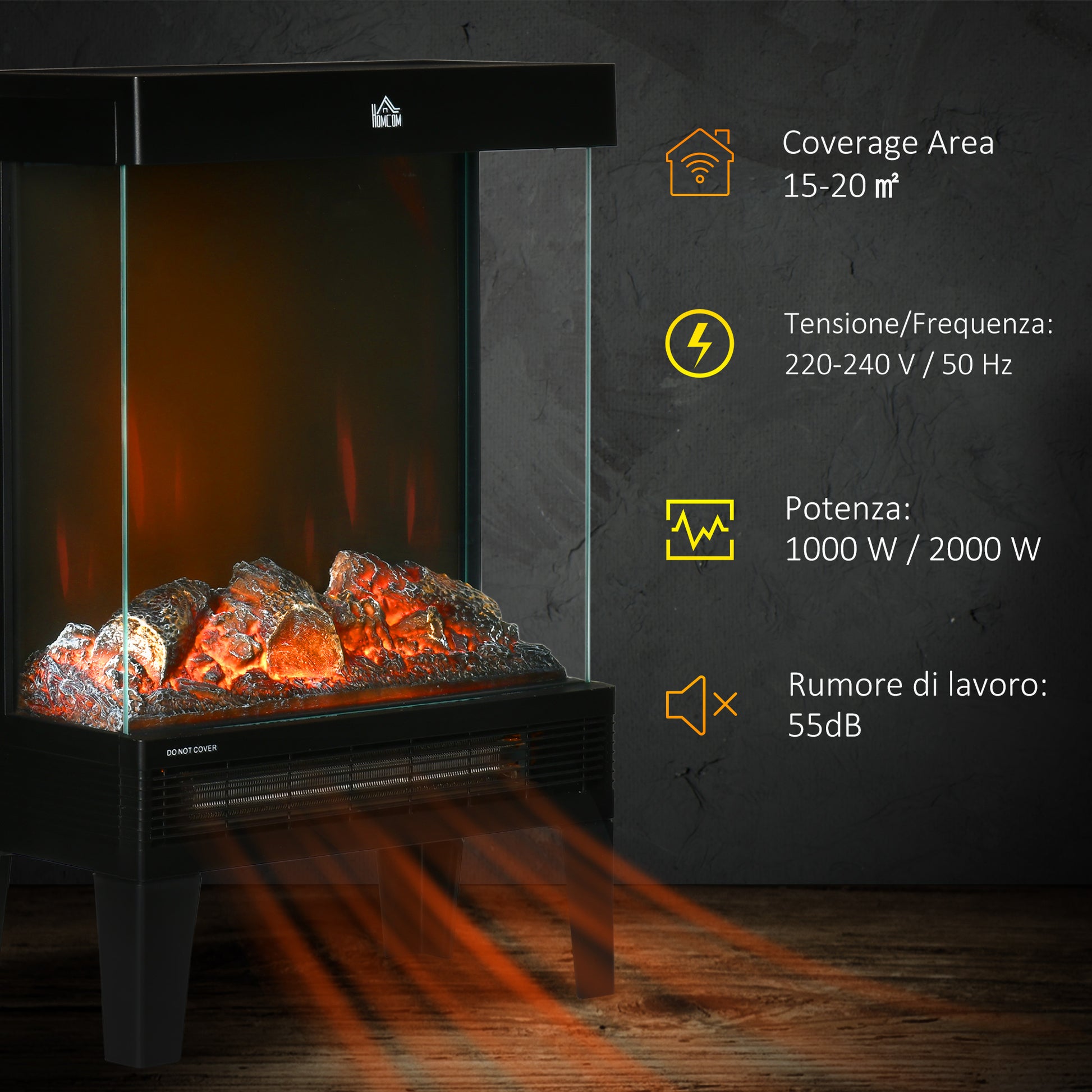 Homcom 180° Charming Electric Fireplace Heater