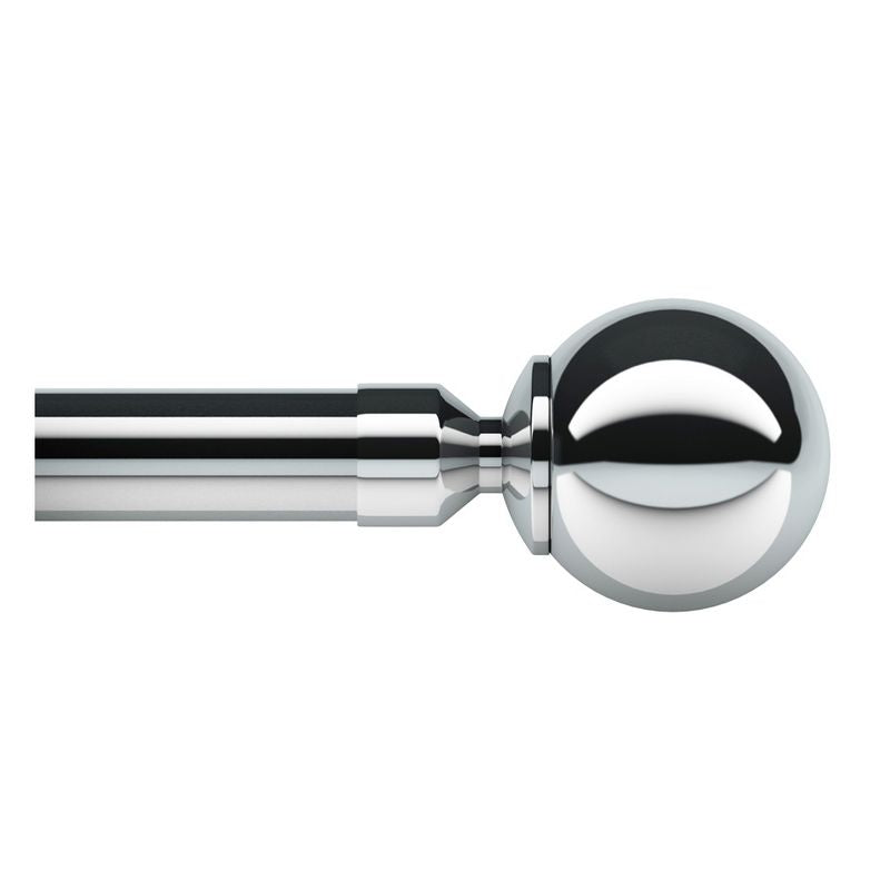 Rome 120cm Eyelet Curtain Pole Set Chrome - 28mm Diameter