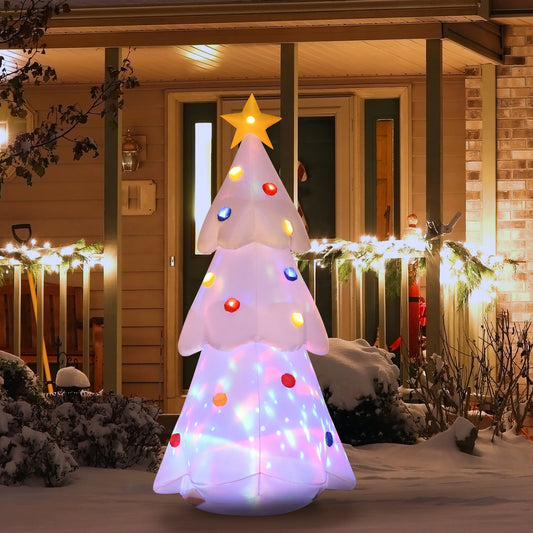 Homcom 6FT Christmas Inflatable Tree LED Lighted for Home Indoor Outdoor Decoration White