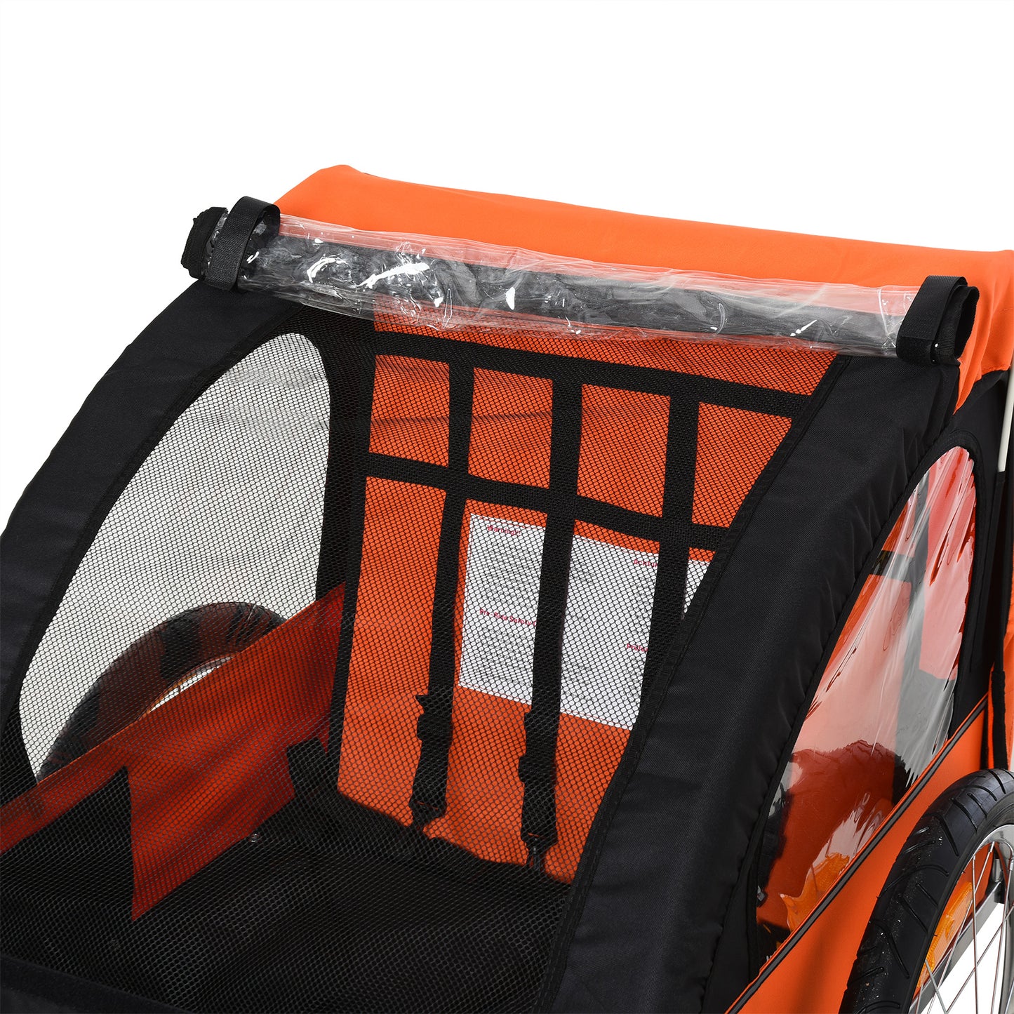 Homcom Trailer for Kids Steel Frame Children's 2-Seater Bike Trailer Orange